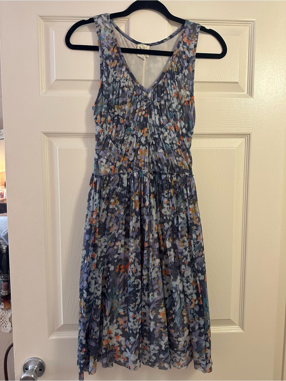 Anthropologie Weston Wear Sleeveless Blue Floral V-Neck Dress